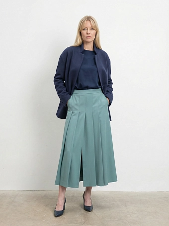 Мятная юбка со складками