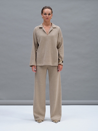 Бежевые трикотажные брюки