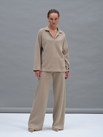 Бежевые трикотажные брюки