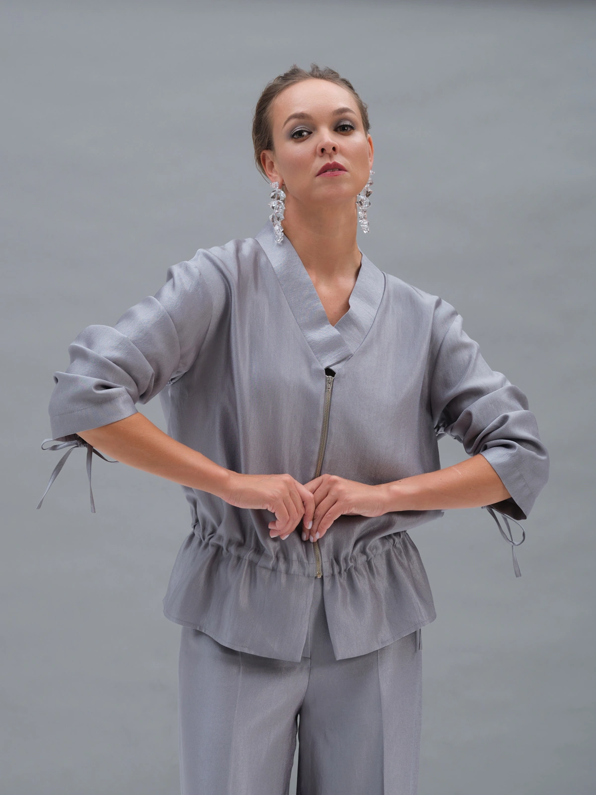 Серебряный бомбер на кулиске Selene