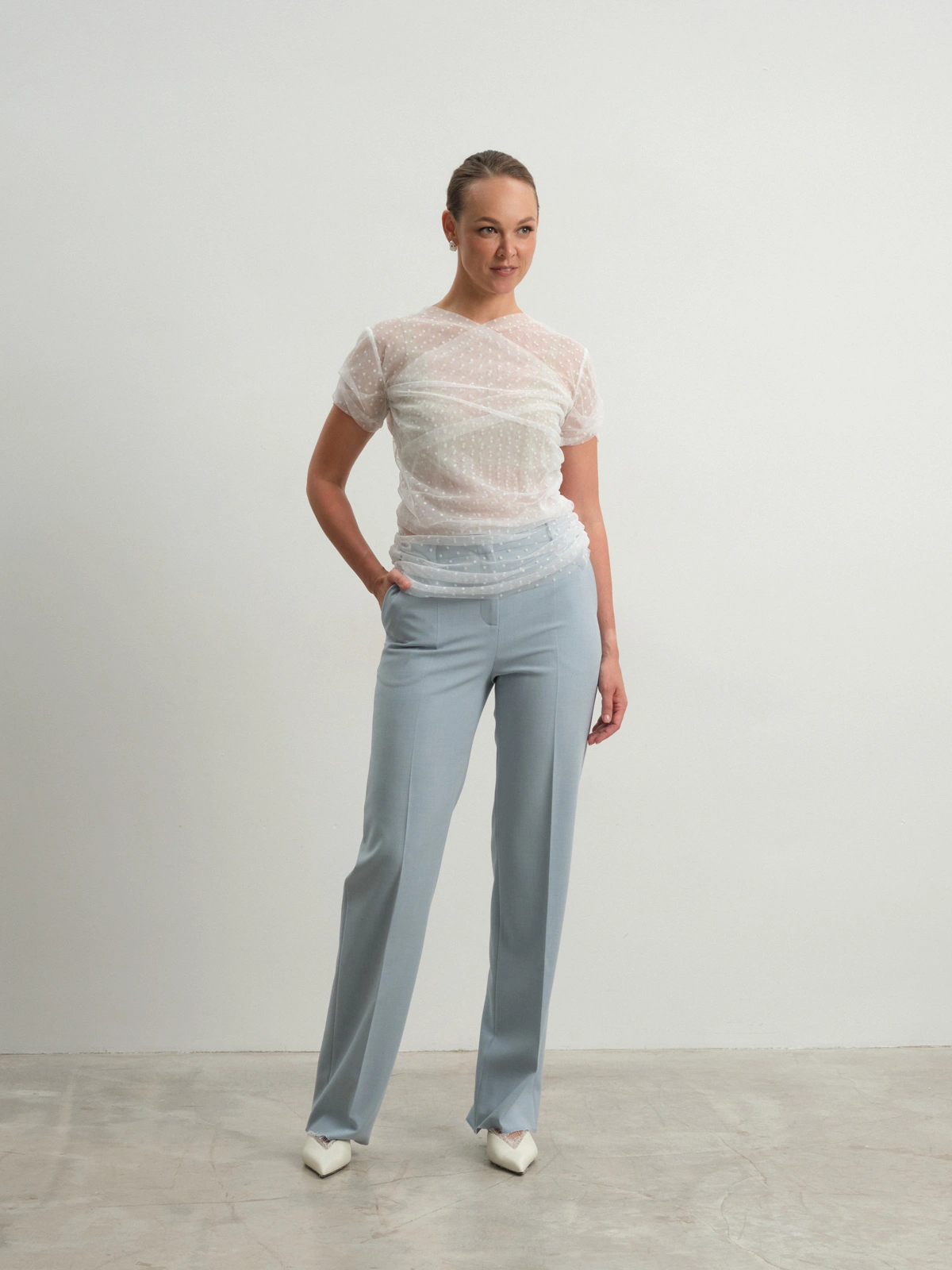 Голубые прямые брюки Allure