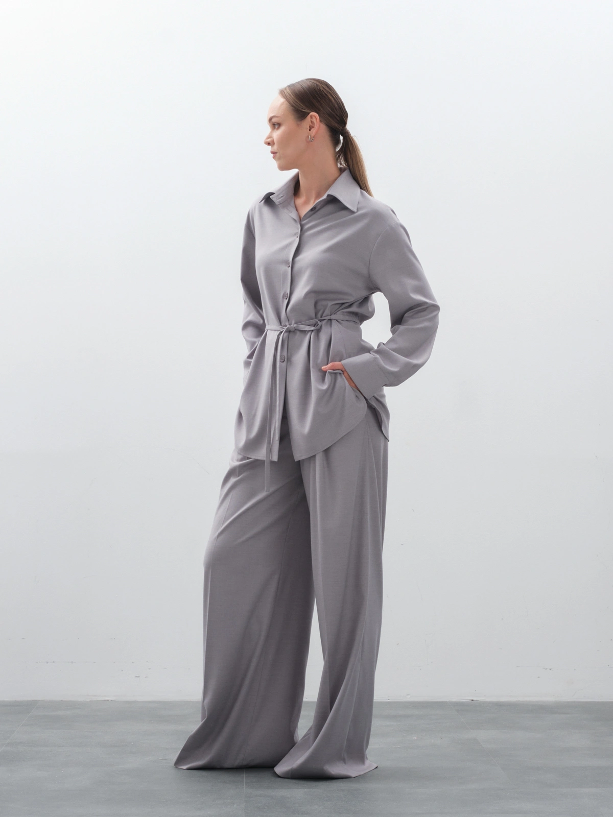 Брюки широкие серые hedonist