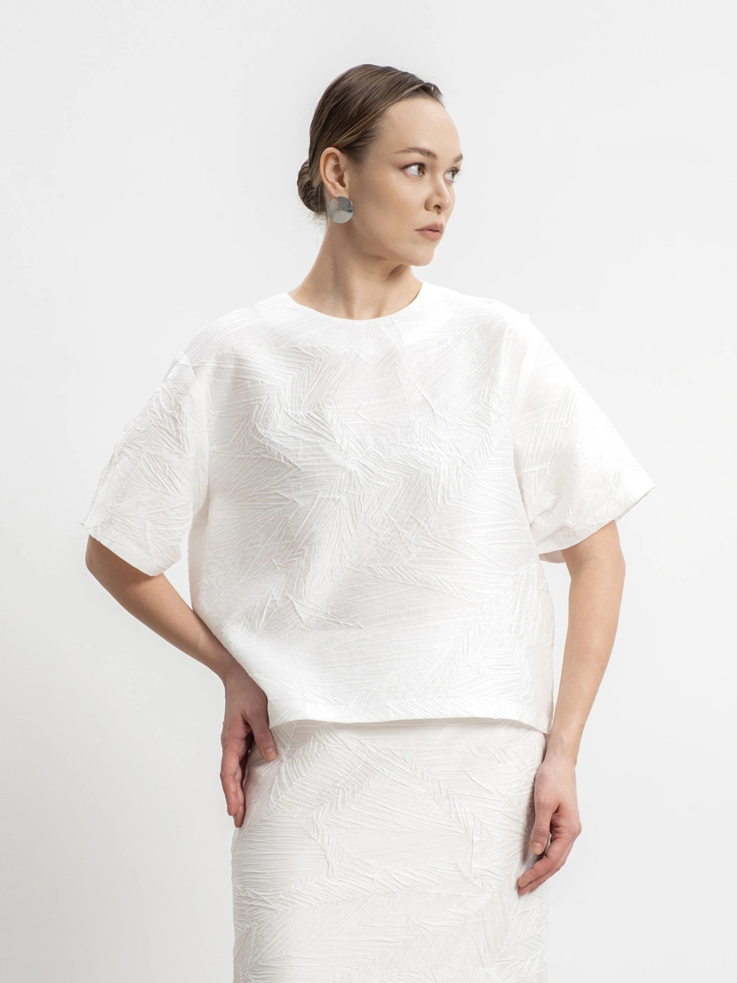 Белая блуза из жатой ткани