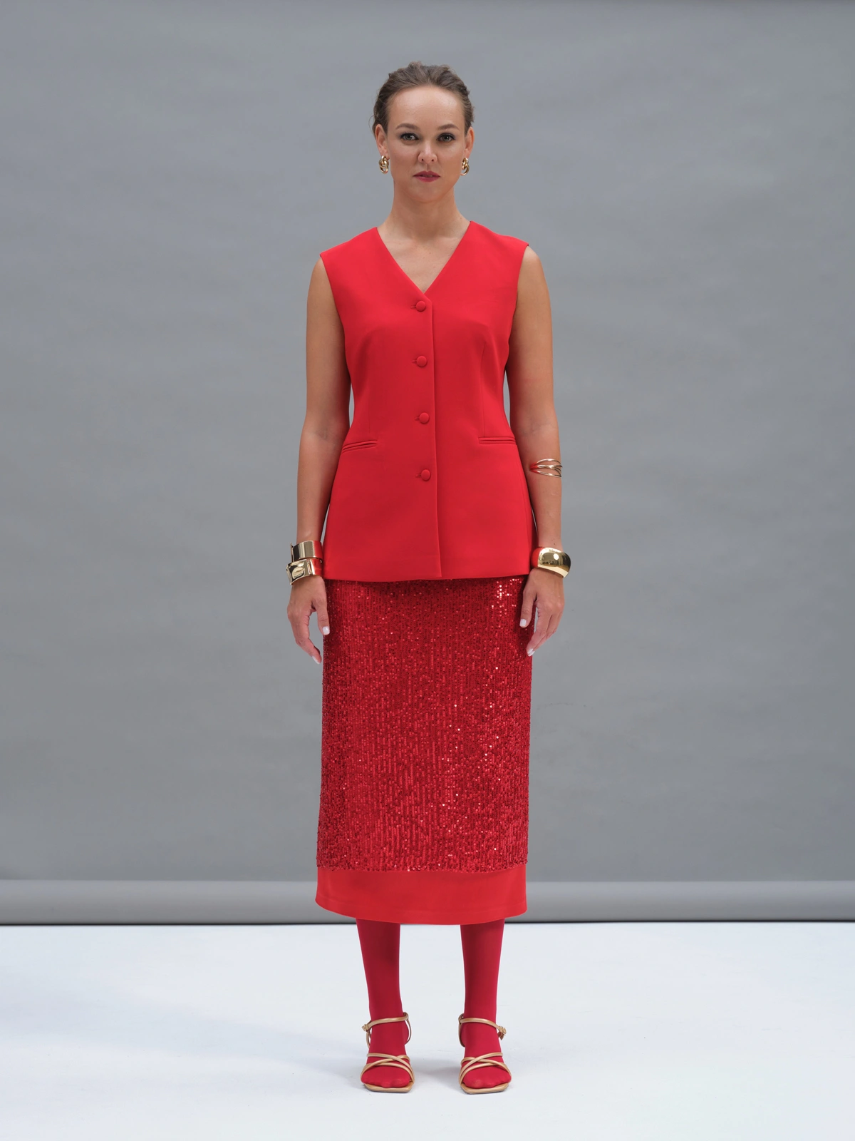 Красный удлиненный жилет Aphrodite