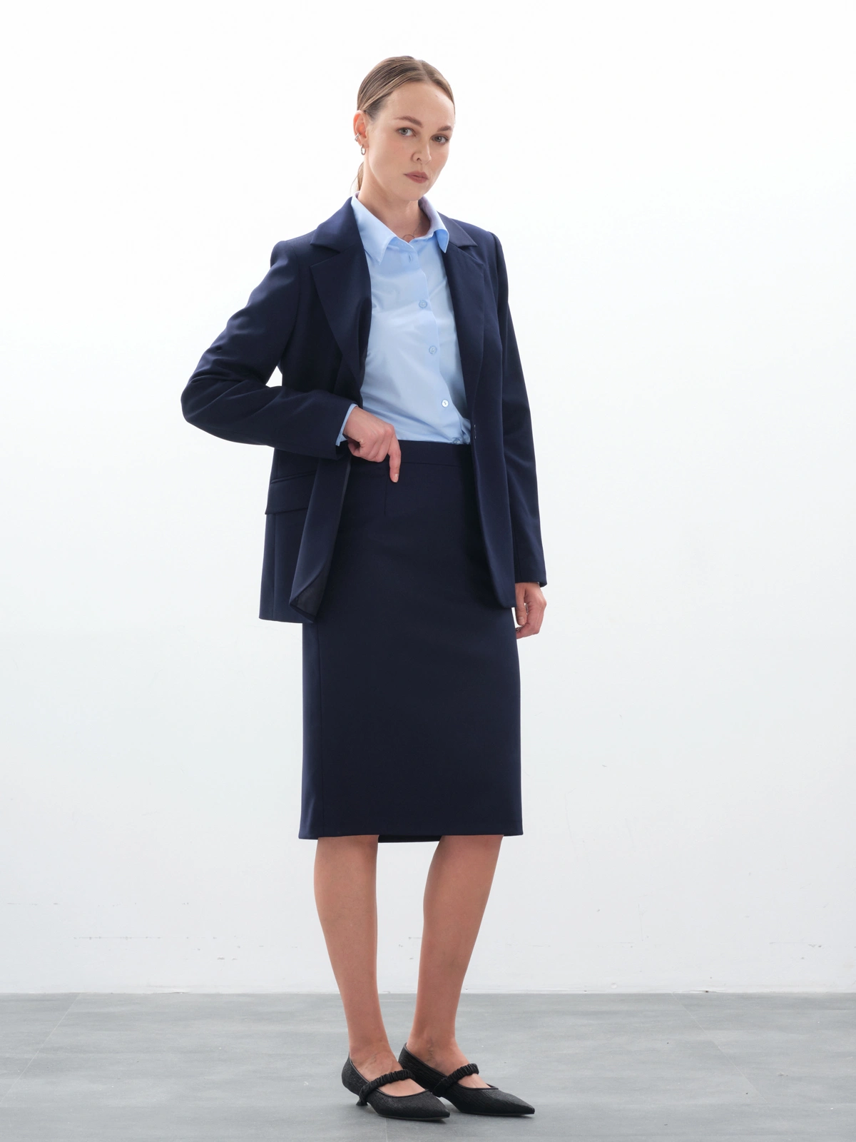 Юбка миди синяя