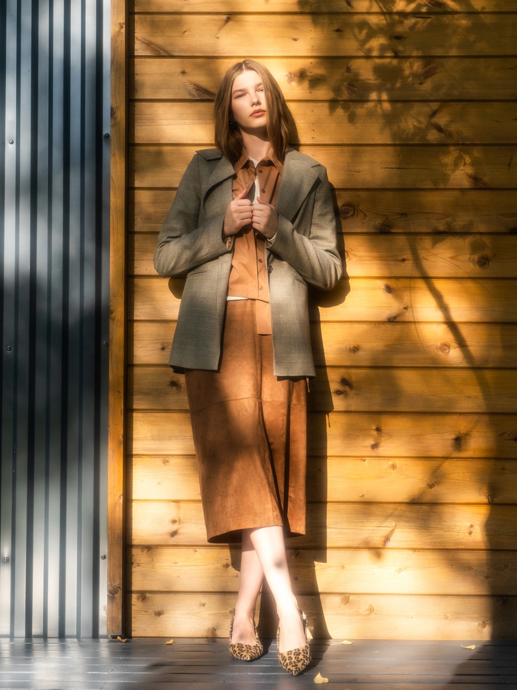 Замшевая терракотовая юбка