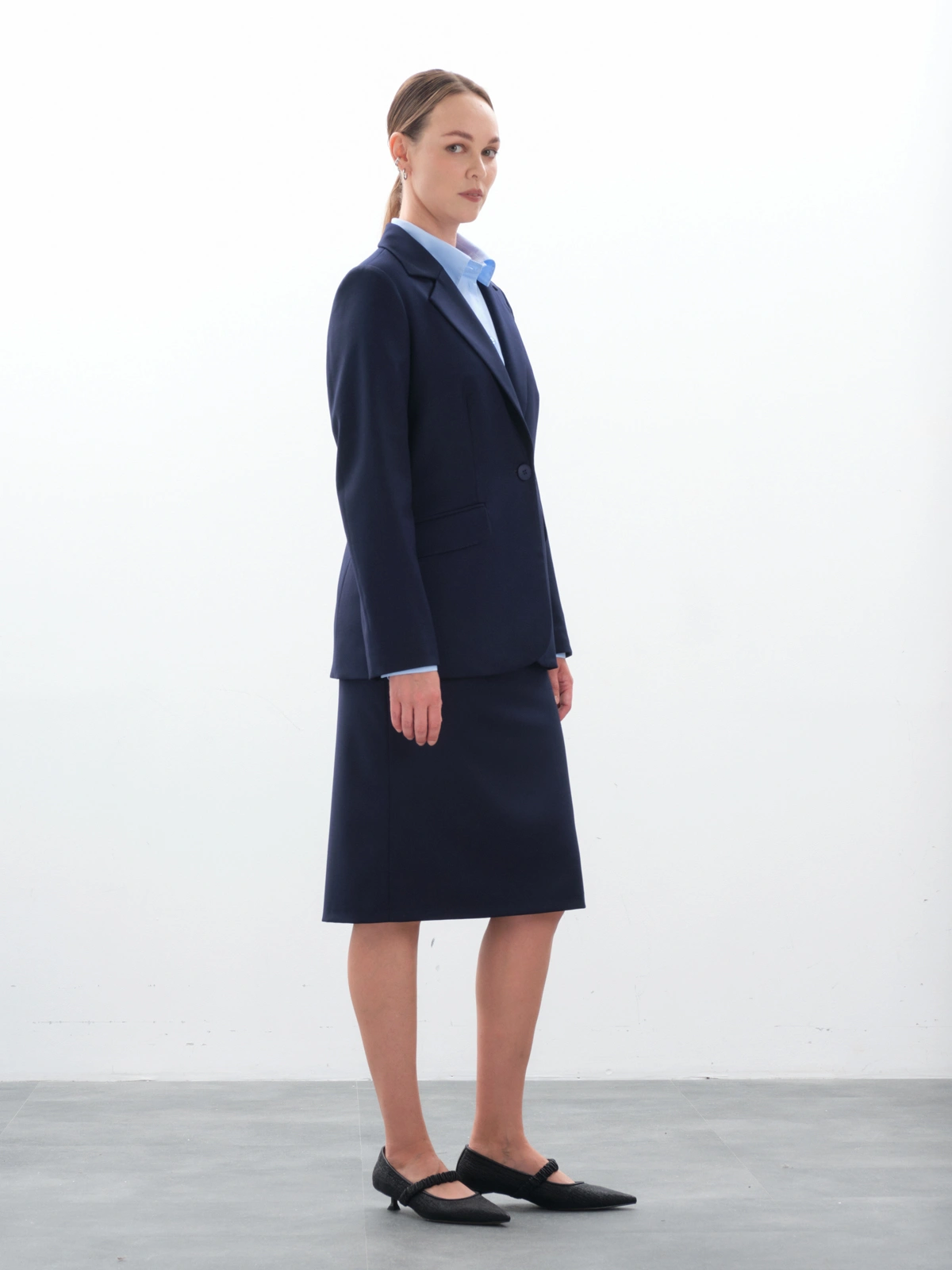 Юбка миди синяя