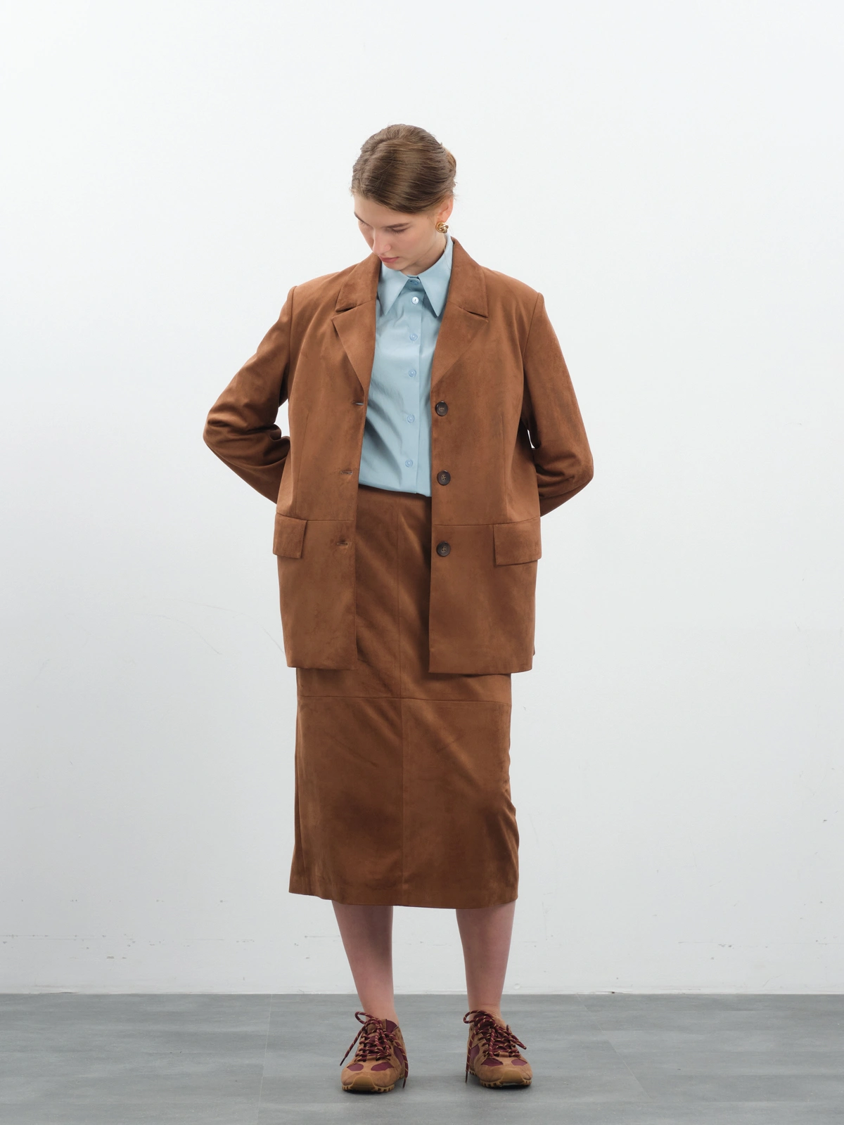 Замшевая терракотовая юбка