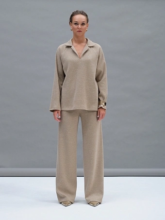 Бежевые трикотажные брюки