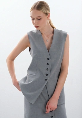 Серый удлиненный жилет strict