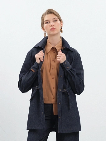 Темно-синяя рубашка из денима