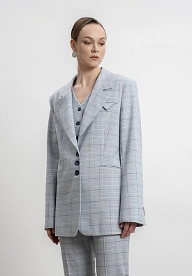 Голубой жакет в клетку