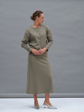 Оливковая трикотажная юбка