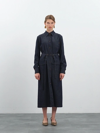 Темно-синее платье из денима