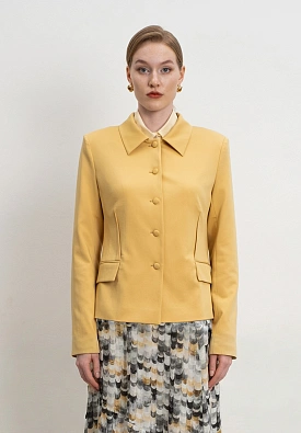 Горчичный укороченный жакет