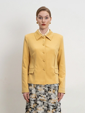 Горчичный укороченный жакет