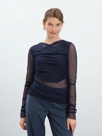 Синий лонгслив-сетка