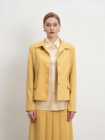 Горчичный укороченный жакет