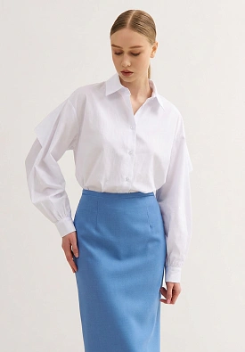 Рубашка оверсайз с отлетным воланом