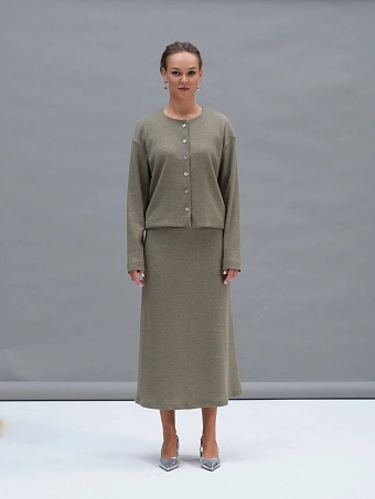 Оливковая трикотажная юбка