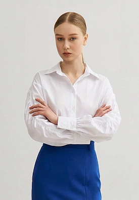 Рубашка оверсайз со сборкой на рукавах