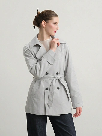 Серый укороченный тренч Piece