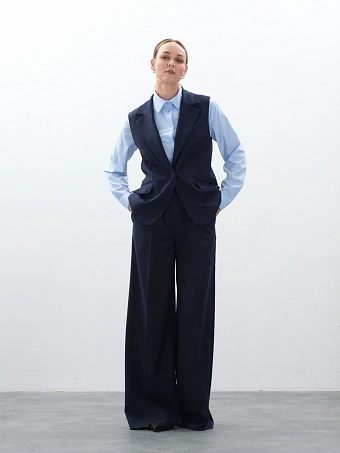 Широкие базовые синие брюки