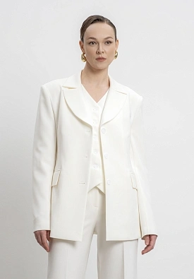 Молочный однобортный жакет