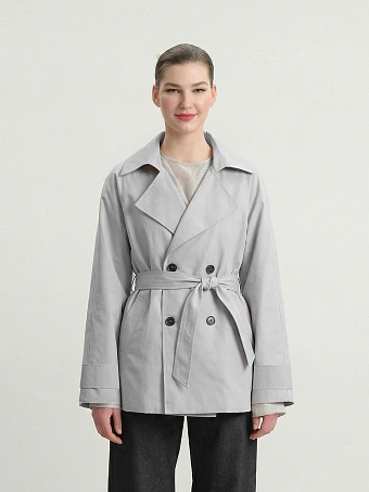 Серый укороченный тренч Piece