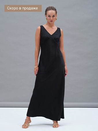 Черное атласное платье Hecate