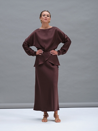 Шоколадная блуза с запахом Gaia